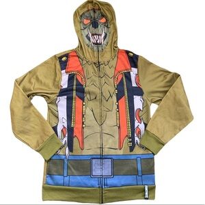 FORTNITE Dire Wolf Costume Zip Front Hoodie Olive Green Boys Large Age 10-12Y